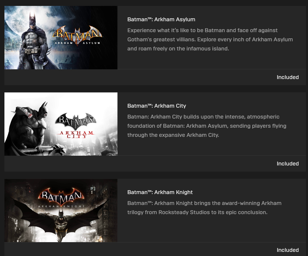 Трилогия игр бэтмена. Batman трилогия игр. Трилогия игр Бэтмена Аркхем. Игра Бэтмен ЭПИК геймс. Batman Arkham collection ваучер.