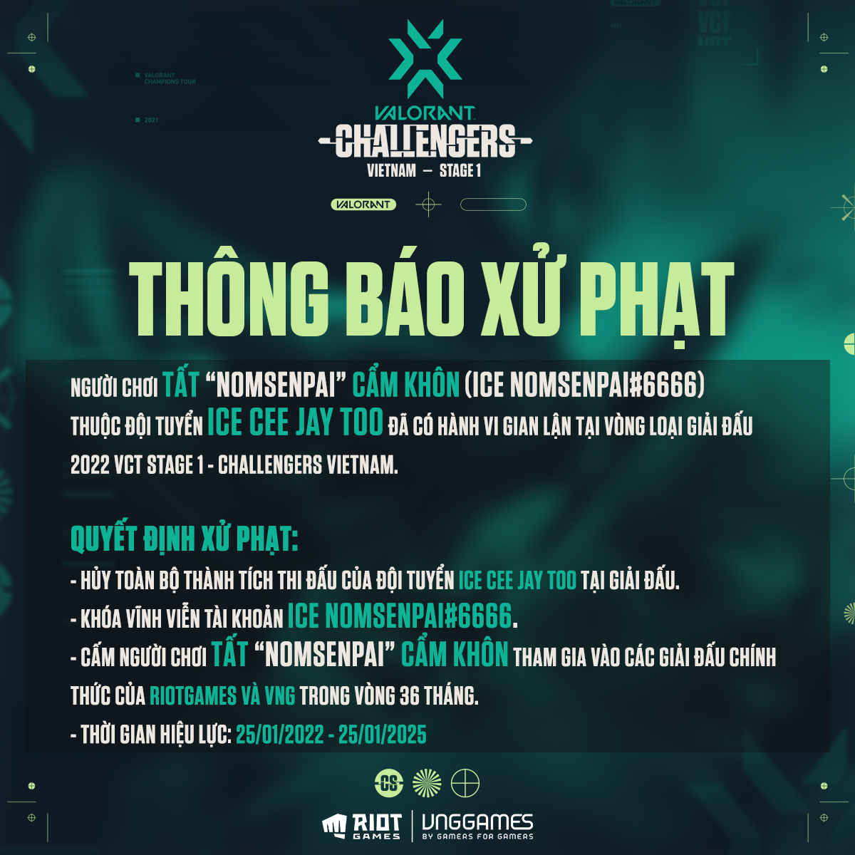 Thông báo xử phạt Tất Cẩm Khôn của VNG