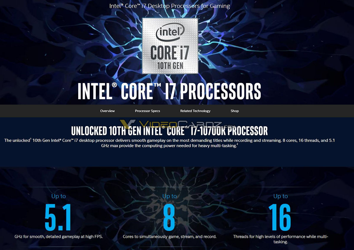 Intel Core i7-10700K Specs