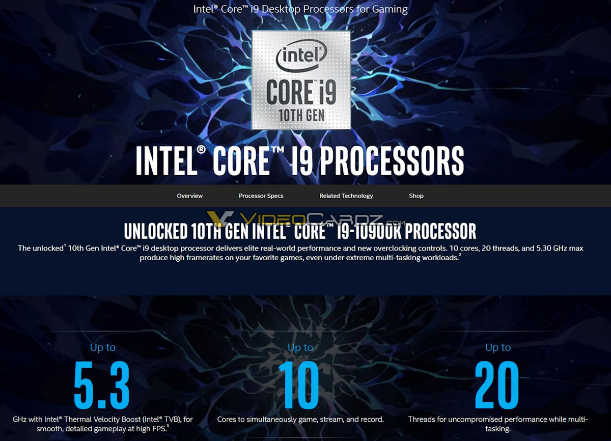 Intel Core i9-10900K Specs
