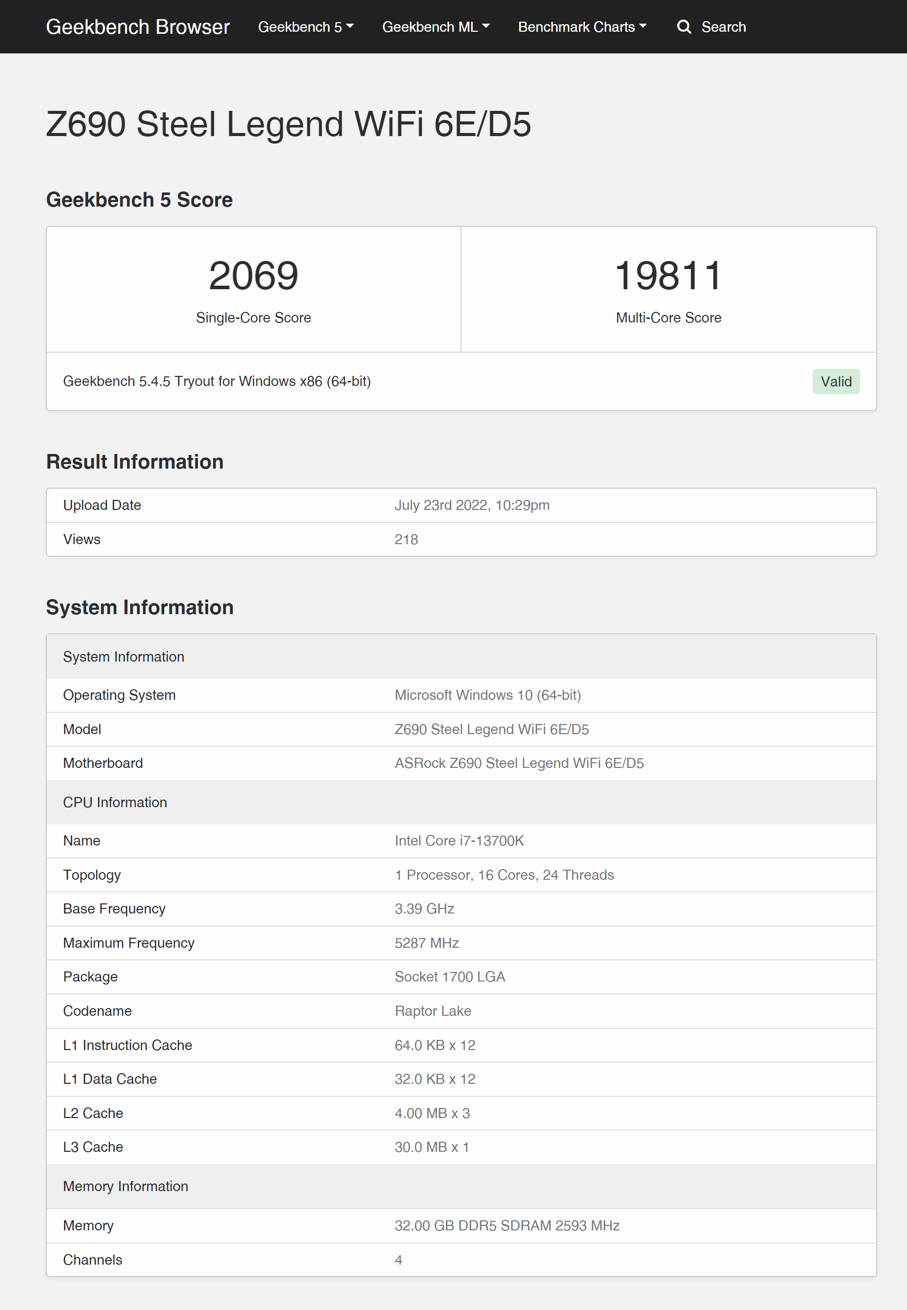 Core i7-13700K DDR5 Performance