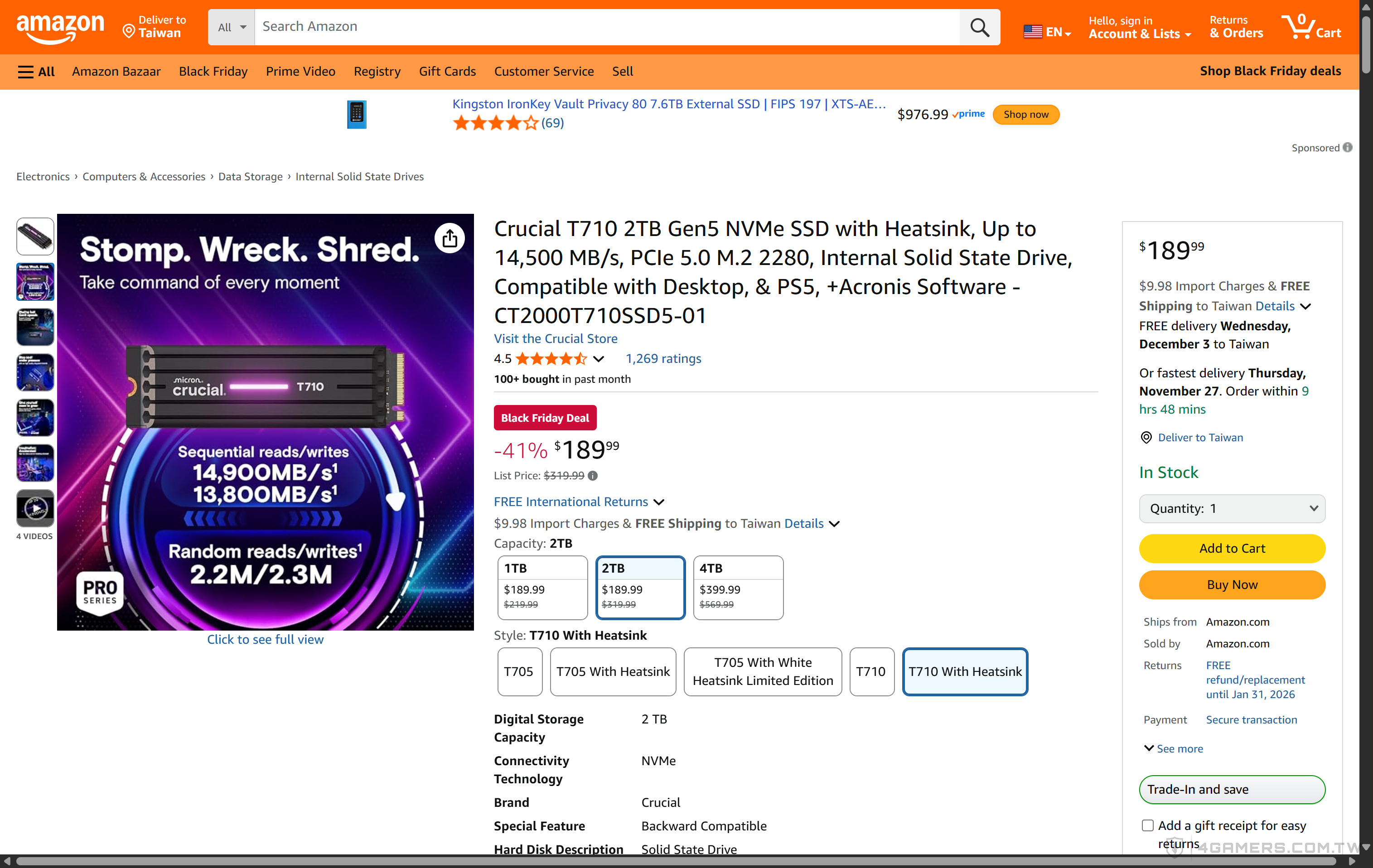 Micron Crucial T710 Amazon Black Friday