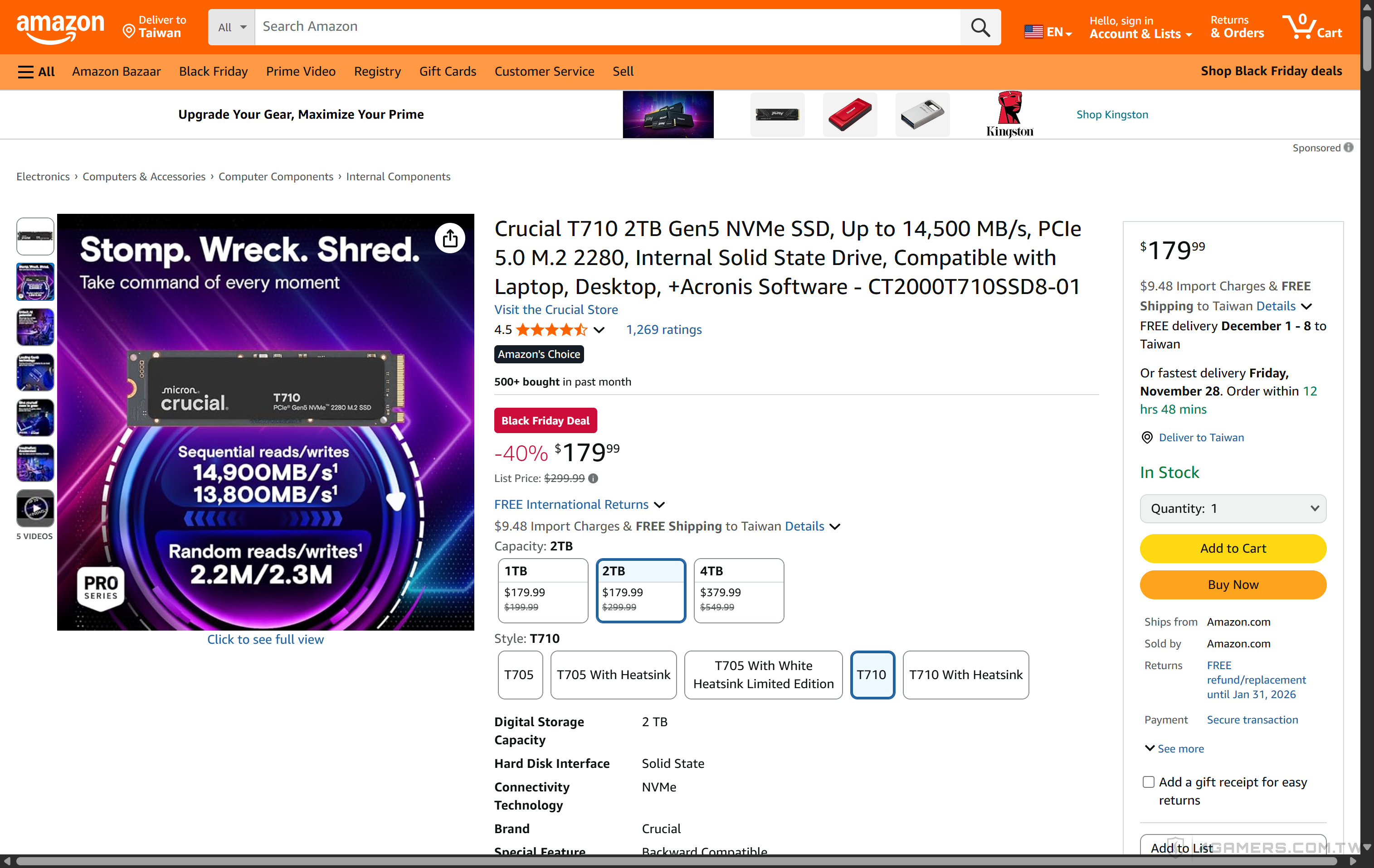 Micron Crucial T710 Amazon Black Friday