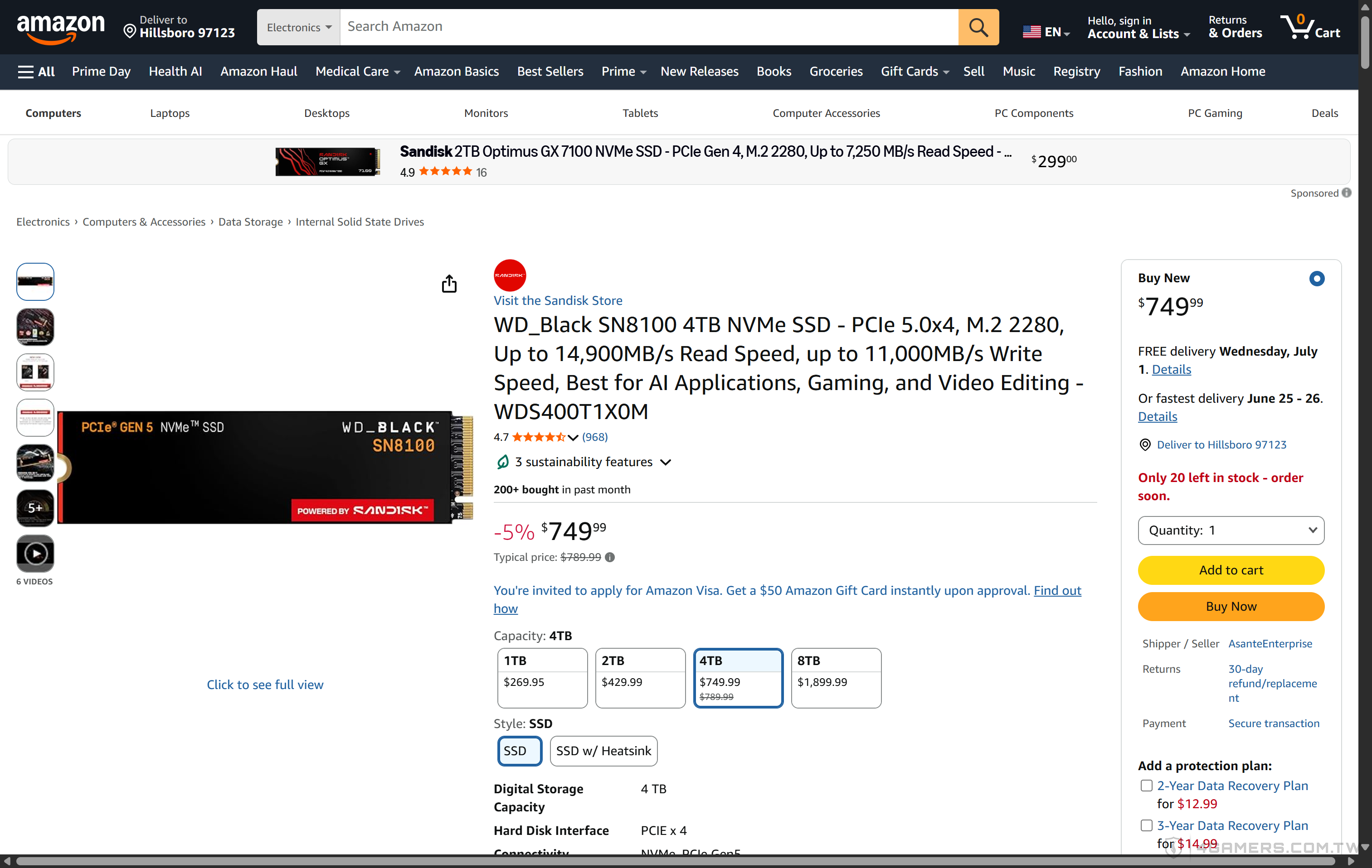 SanDisk&nbsp;WD_Black SN8100 PCIe 5.0 SSD
