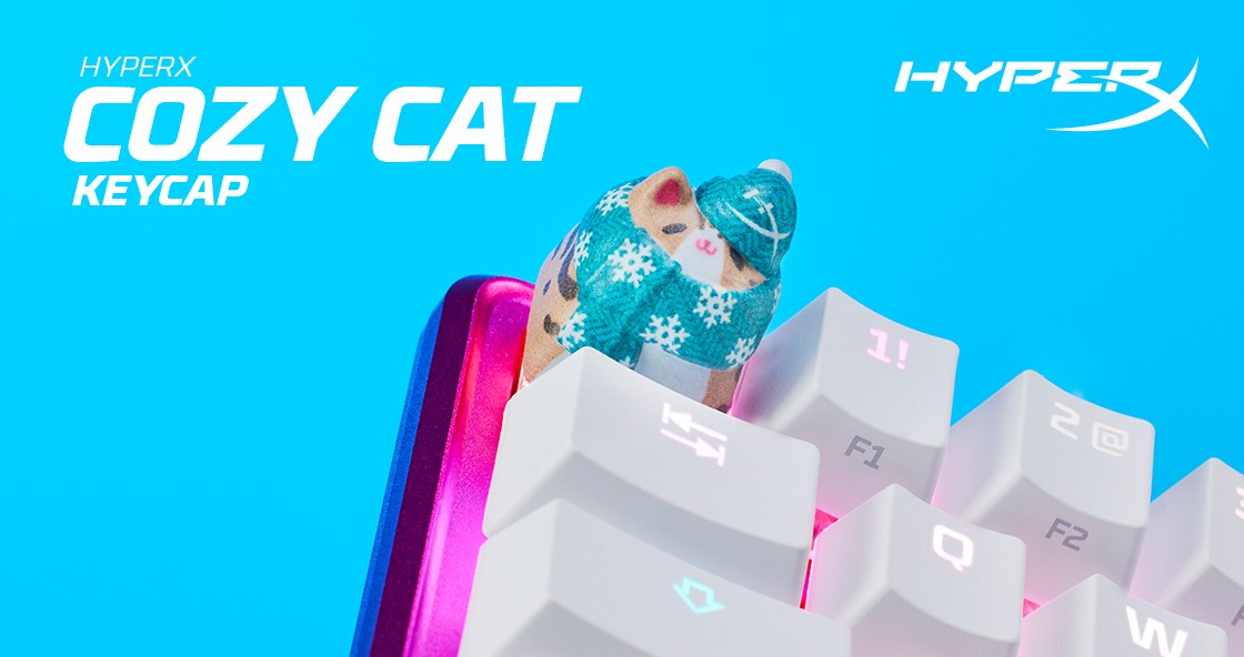 新聞圖片4_HyperX也將於CES 2023展出HX3D客製化鍵盤、耳機及滑鼠等電競周邊產品，及以HyperX獨家設計的Cozy Cat作為發想，預計近期將於美國推出的限量版客製化鍵帽。