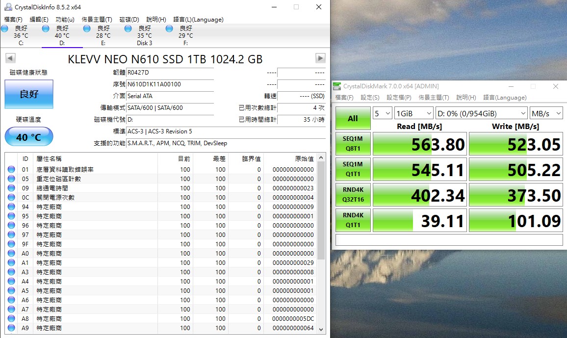 crystaldiskmark讀寫_N610