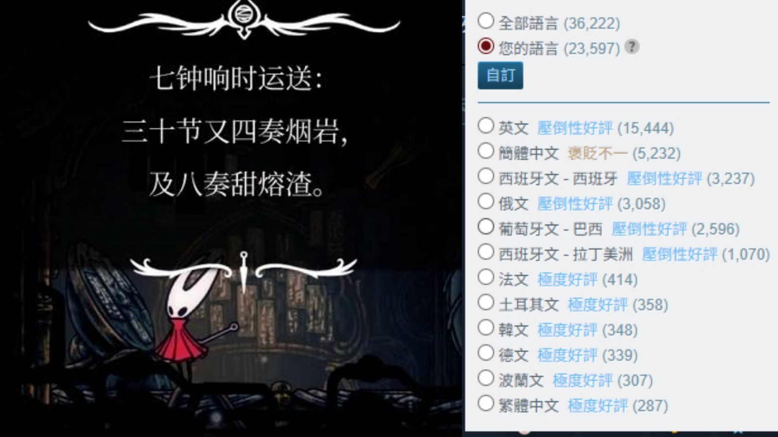 空洞騎士：絲綢之歌》簡中翻譯惹議吸負評，Team Cherry承諾近期改善| 4Gamers