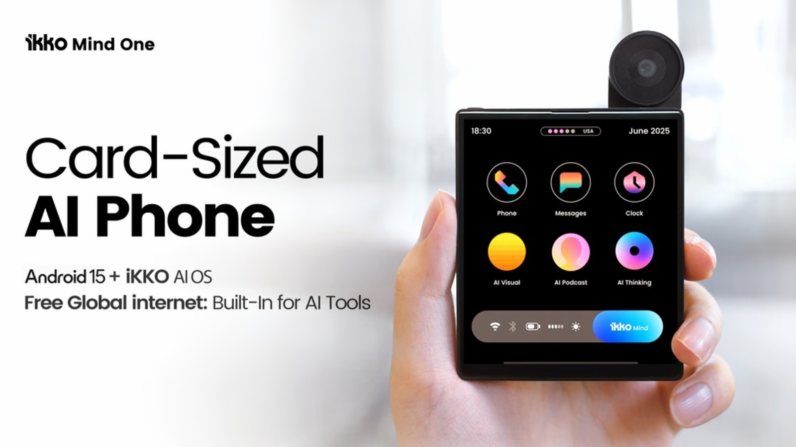 4.02吋巴掌機身、60國免費網路、Android+訂製AI雙系統，iKKO推Mind One