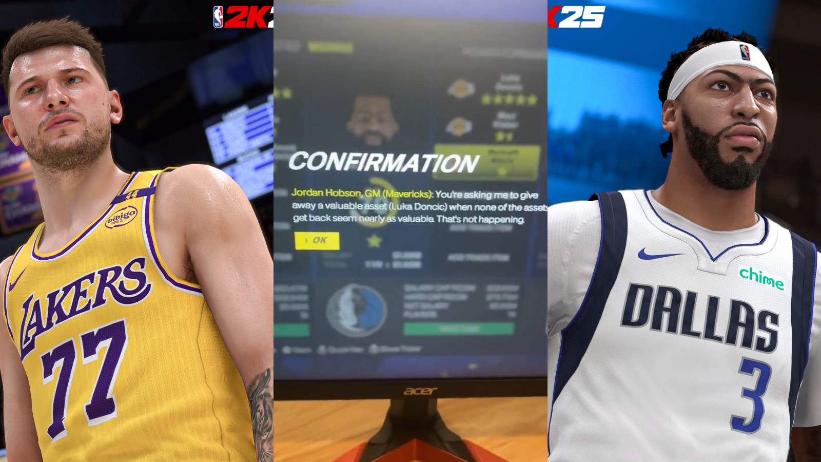 Doncic換AD震撼NBA！《NBA2K25》玩家試圖在遊戲重現這樁「除非腦子進水」IRL交易迷因