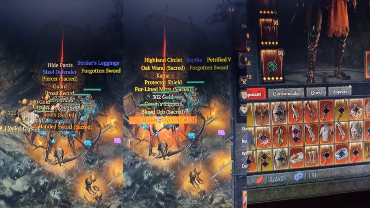 Bug in Diablo IV: Infinite Treasure Chest Drops Gold and Orange Outfits