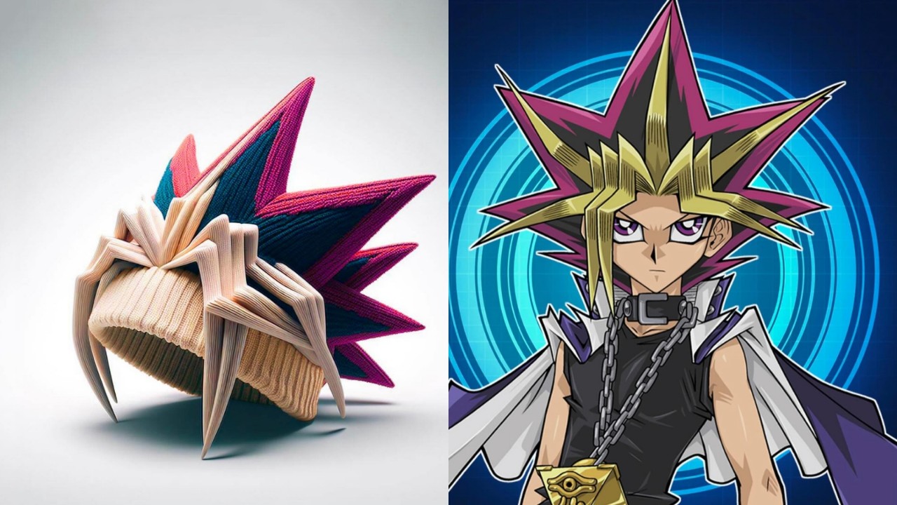 Davide Perella’s Knitted Wool Hat Inspired by Yu-Gi-Oh’s Muto Yugi Goes Viral