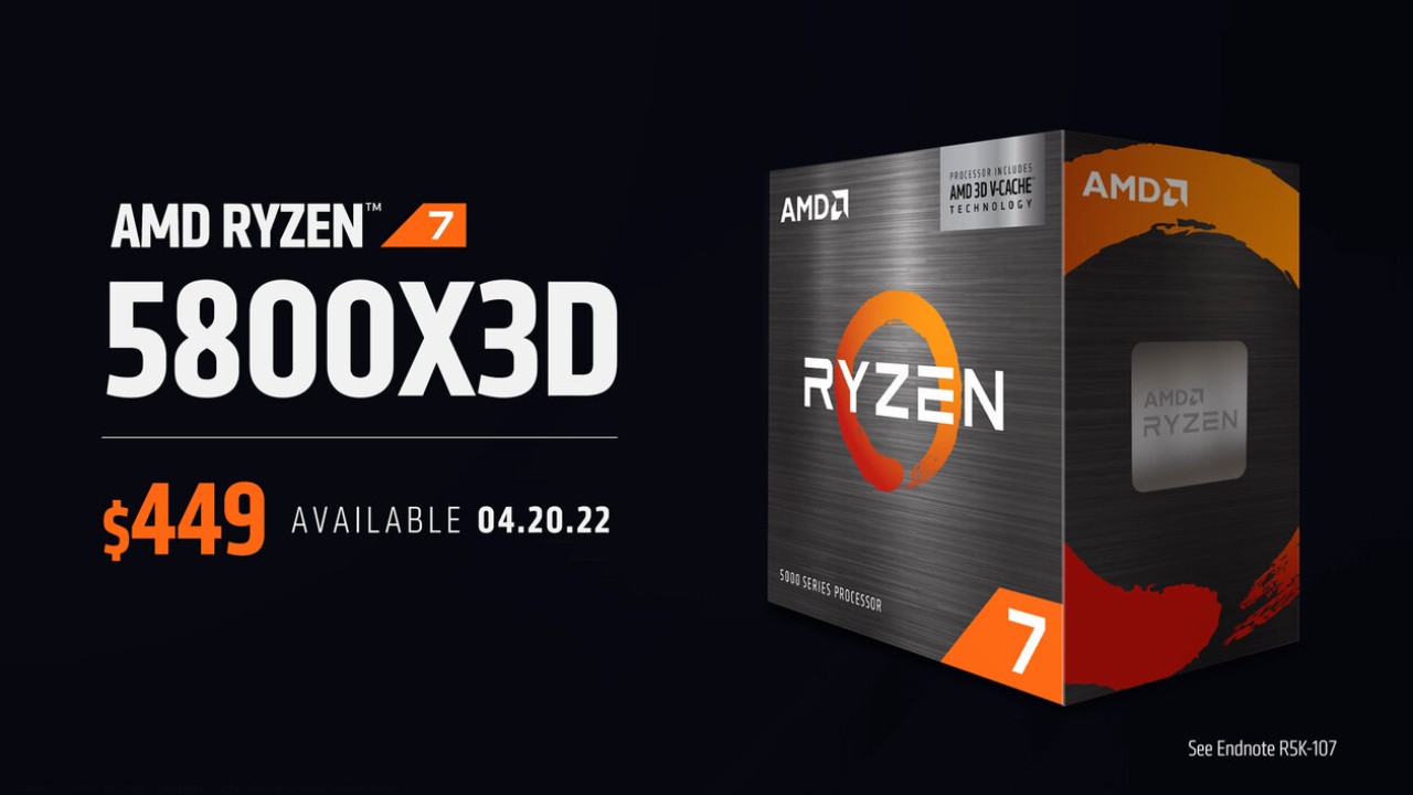 AMD Ryzen 7 5800X3D處理器4/20上市售US$449，另有多款主流入門處理器