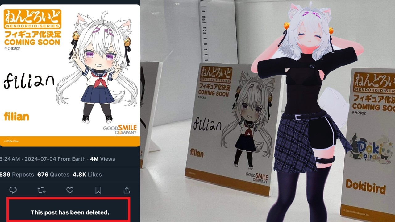 270萬VTuber「filian」黏土人陷授權爭議，好微笑緊急下架、原作求暫停企劃 | 4Gamers