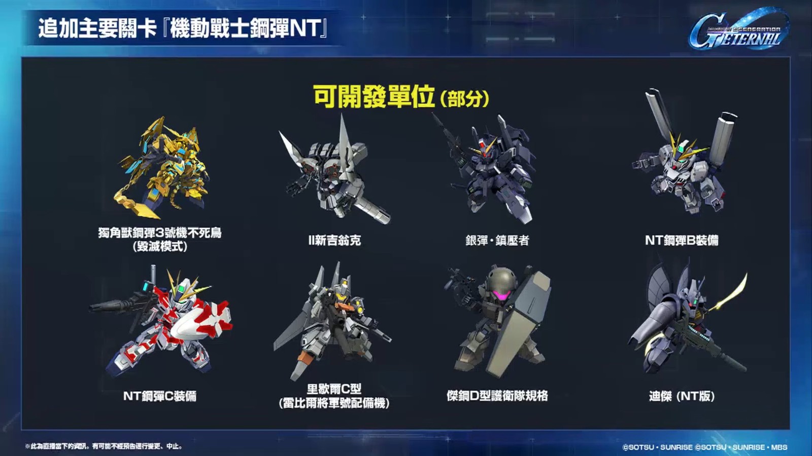 【G世代永恆】更新計畫直播 9-28 screenshot