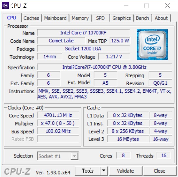Intel Core i7 8700k 使用期間半年 オーバークロック経験なし