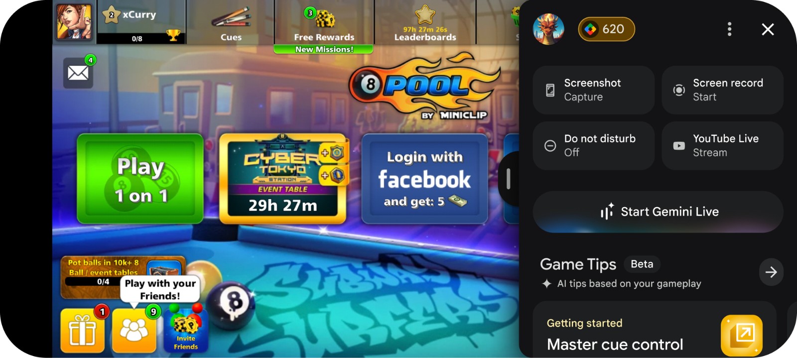 Google Play 遊戲神隊友，這是一個實用的遊戲內浮動視窗，適用於所有透過 Play 下載的遊戲