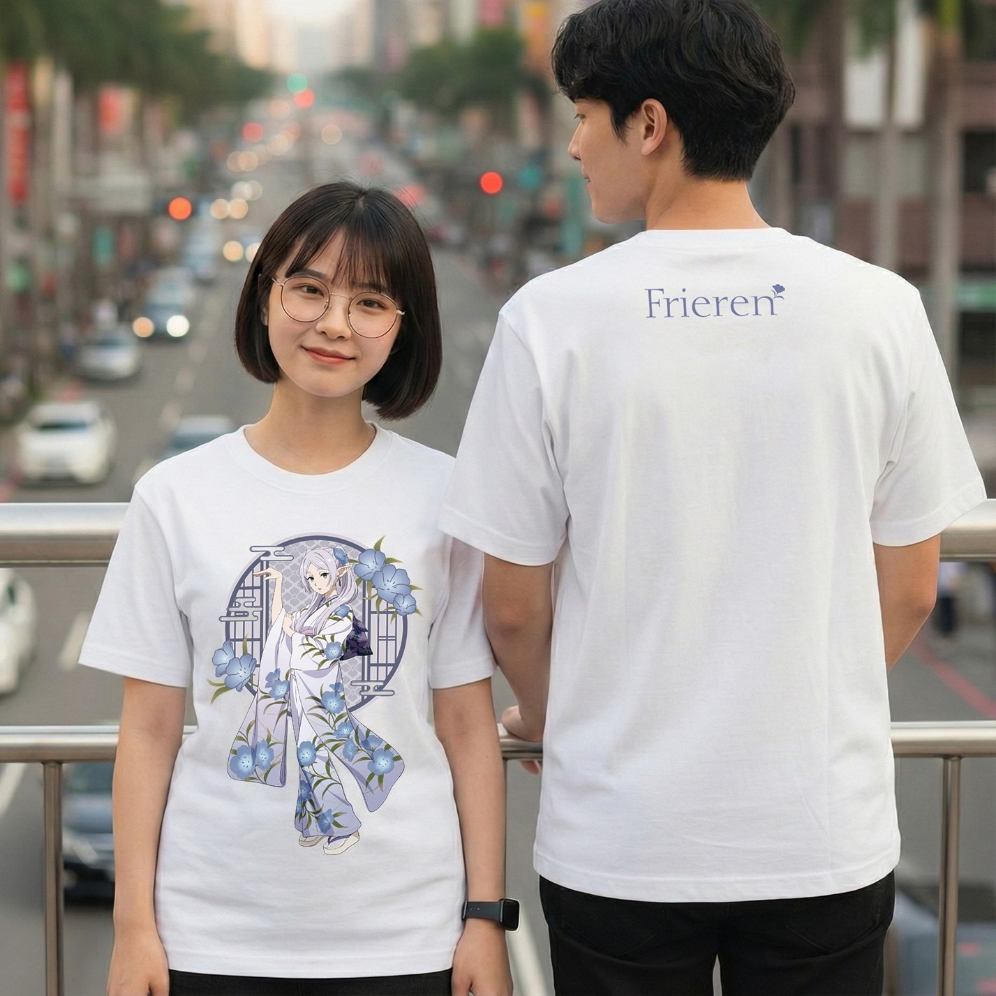 潮流全彩T恤 和服芙