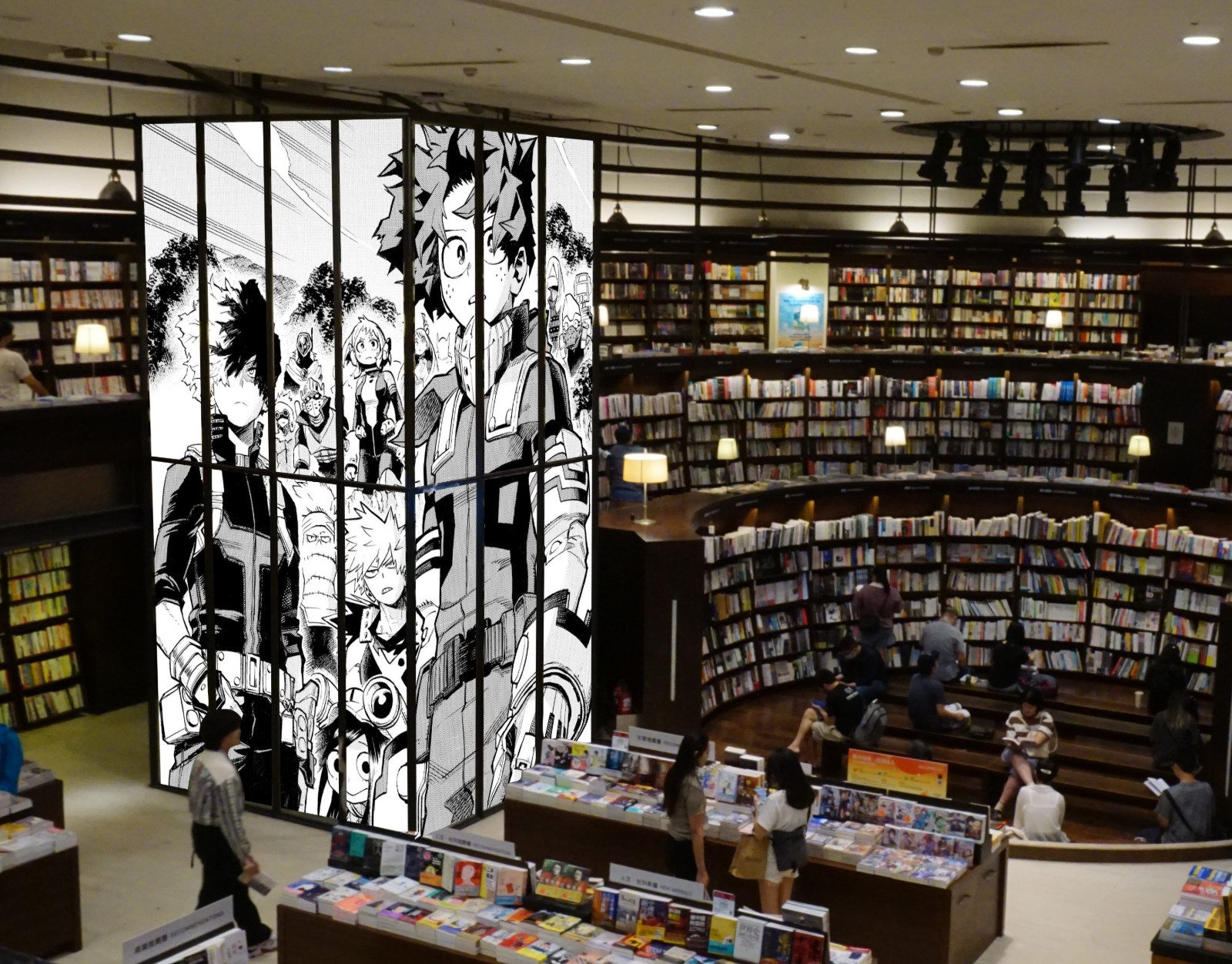 圖6. 英雄集結誠品書店中友店!超人氣英雄作品《我的英雄學院》經典場面放大6米高|2026誠品動漫祭(圖為合成示意圖)