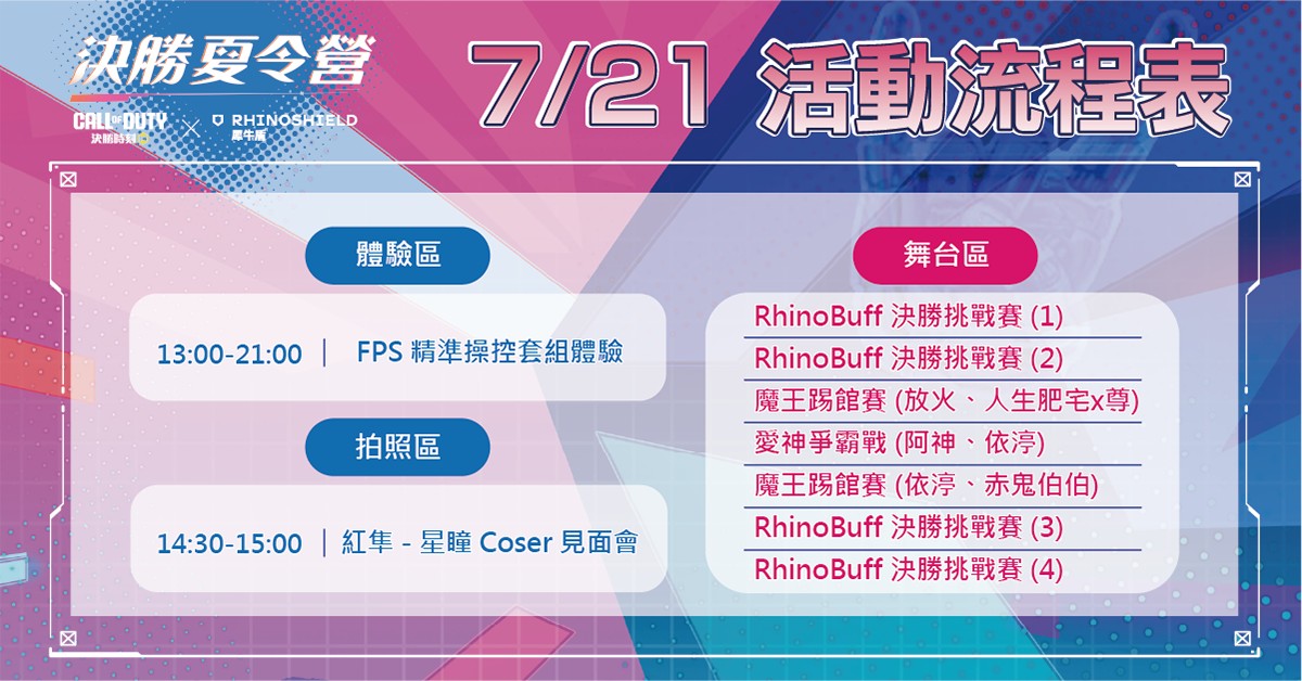 7_21 RhinoBuff 決勝夏令營 活動流程